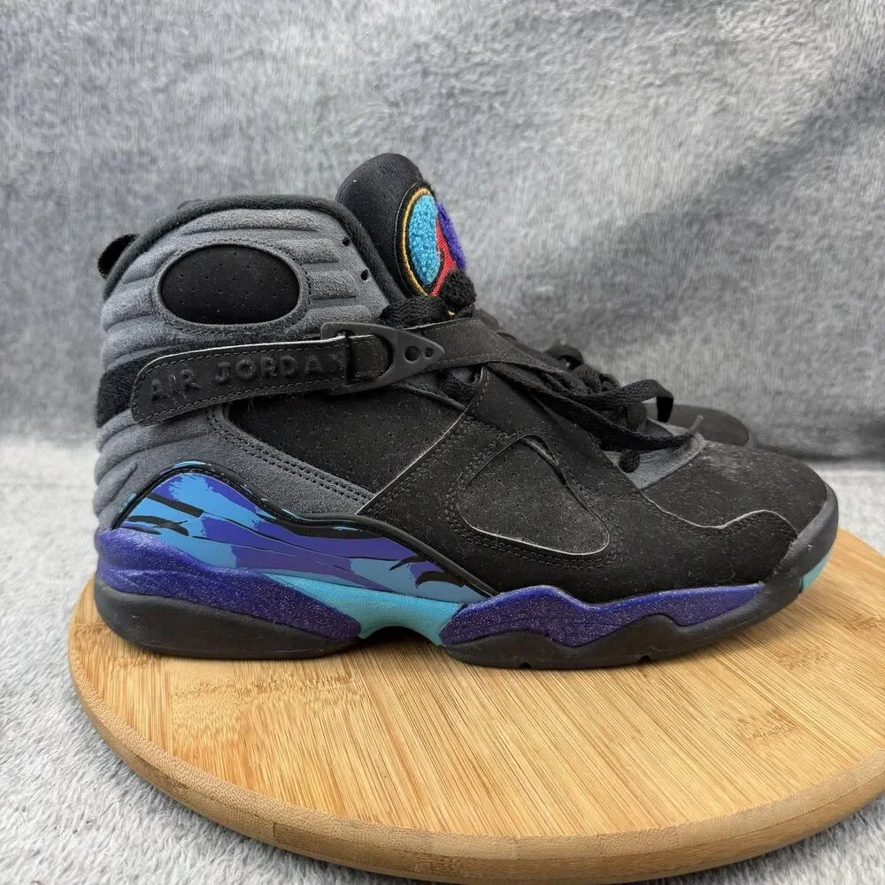 Jordan Air Jordan 8 Aqua Shoes Mens Size 8 Black Basketball Sneakers 305381-025